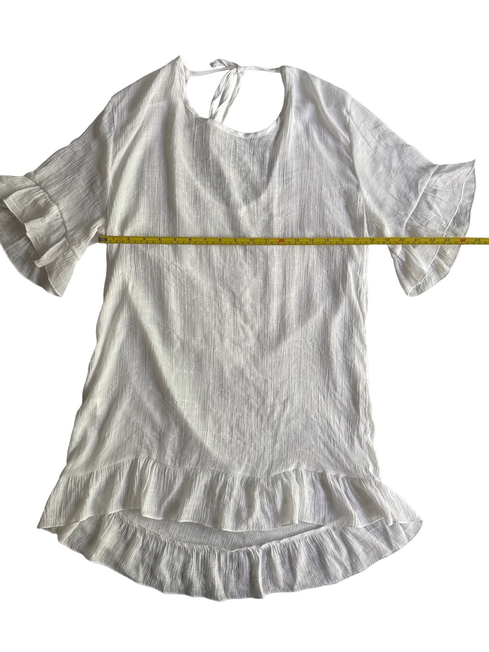 Women’s White Sheer Victorian Swimsuit Coverup Knee Length Beach Dress Vacation - Picture 7 of 10